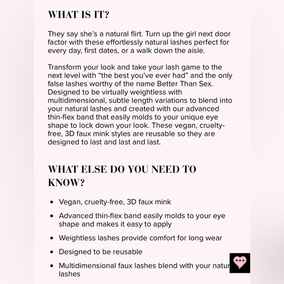 NIB Too Faced Better Than Sex Faux Mink Falsie Lashes - Natural Flirt - Picture 4 of 9